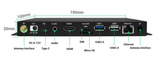 Dostosowany odtwarzacz multimedialny Digital Signage Box RK3288 4K Android HD 7-10 System operacyjny USB WIFI BT Ethernet 4G